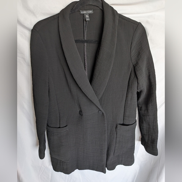 Eileen Fisher Jackets & Blazers - Eileen Fisher Silk Blend Sponge Texture Blazer - Minimalist Lagenlook - Black L